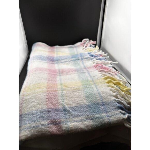 Vtg Baby Security Blanket JC Penney Made In USA 100% Acrylic Pastel Fringed 1980 - Picture 15 of 15